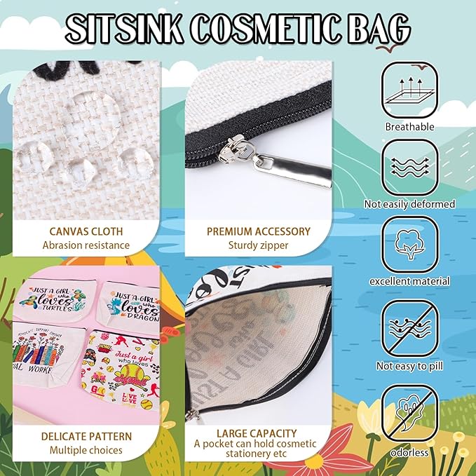 Sitsink Wildlife Lover Gifts - Best Memories Are Made Camping Cosmetic Makeup Bags, Gifts for Women, Outdooor Enthusiasts Accessories Pouch, Toiletry Bag for Friends Birthday