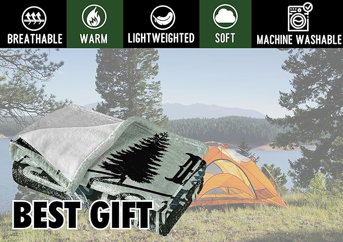 InnoBeta Camping Gifts for Women Men Lovers Throw Blanket, Happy Campers Decor Outdoor, RV Campsite Travel Hiking 40" x 50" - Happy Campers