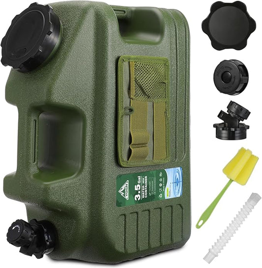 3.5 Gallon Water Jug, Camping Water Container, BPA Free Portable Water Dispenser with Spigot, Leak-Proof Large Camping Water Jug for Emergency Storage,Outdoor,Hiking