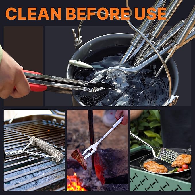 Gaialoop Portable Camping Cooking Utensils Set, Camp Kitchen Set with Organizer Bag, RV Essentials Outdoor Cooking Utensil Kit for Travel, Picnics, Camping, BBQs, Parties