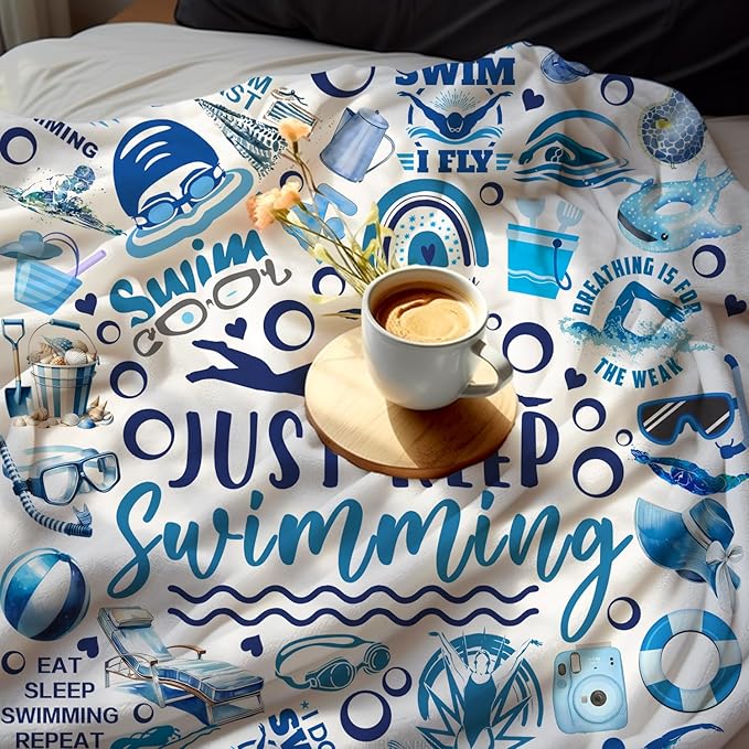 Swimming Blanket Merch Soft Cozy Flannel Swimming Sports Theme Throw Blanket Decor Bedding Gifts for Girls Women Kids Adults 80"x60"