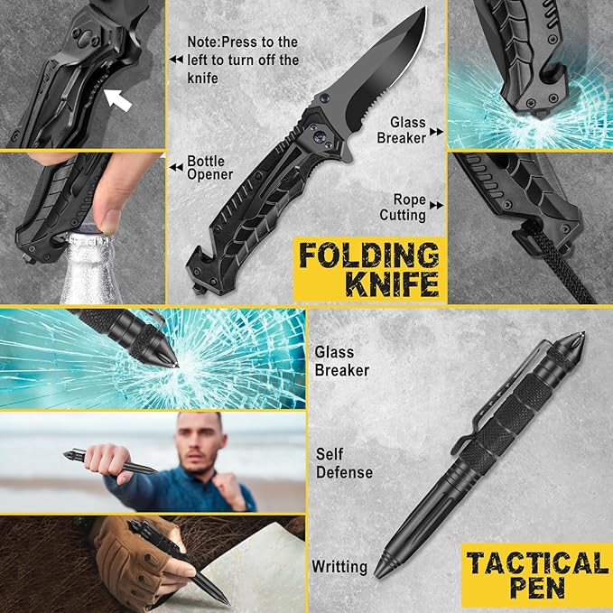 Gifts for Men Him Dad Husband, 28-In-1-Survival Kits, Men's Gifts Survival Gear, Stocking Stuffers for Men Christmas Birthday Gifts, Unique Cool Gadgets Gifts for Camping, Hiking, Hunting