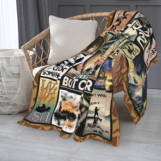 Fishing Dad Blanket, 60" X 50", Gifts for Men Who Love Fishing