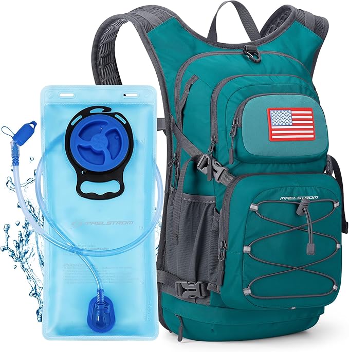 Maelstrom Hydration Hiking Backpack with 2L/3L Water Bladder, High Flow Bite Valve Water Backpack for Men Women Lightweight Insulation for Hiking, Cycling, Running, Climbing, Camping