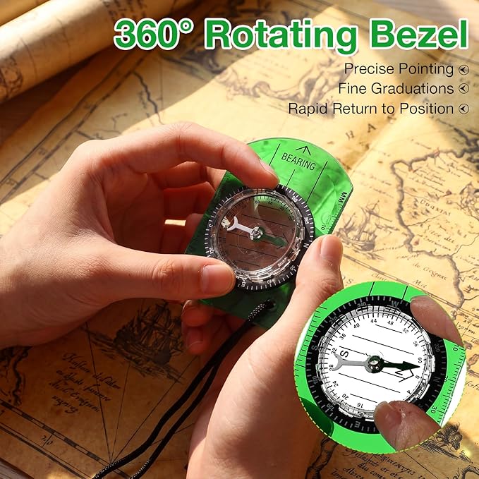 50 Pack Orienteering Compass Bulk Advanced Baseplate Compass Hiking Survival Camping and Navigation Tool Survival Gifts for Hiking Camping Backpacking Map Reading