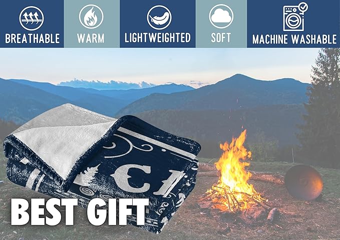 InnoBeta Camping Gifts for Women Men Lovers Throw Blanket, Happy Campers Decor Outdoor, RV Campsite Travel Hiking 50" x 65" - Camping Rules