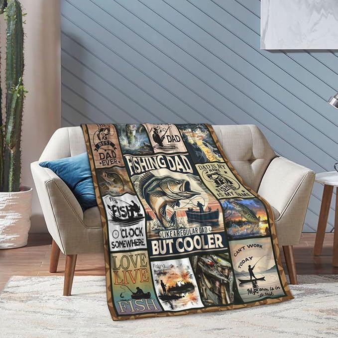 Fishing Dad Blanket, 60" X 50", Gifts for Men Who Love Fishing