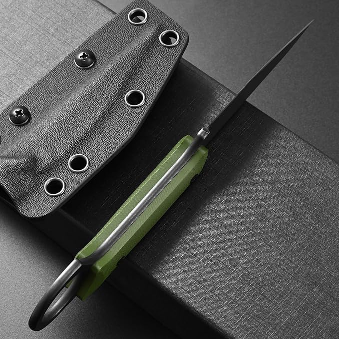 Ccanku C1140 Fixed Blade Knife,D2 Blade G10 Handle Claw Knife for Outdoor, EDC Tool, Survival, Hiking, Camping (Army Green)