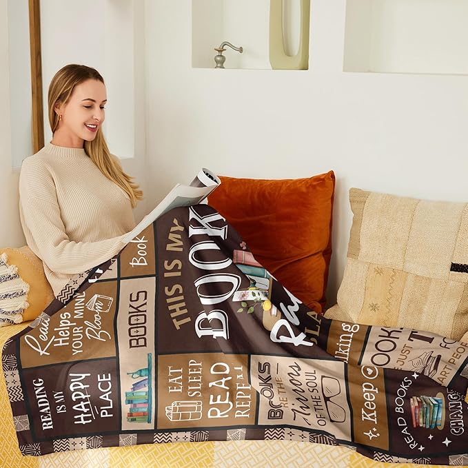 Book Lovers Gift Blanket 50" X 60" - Best Gifts for Readers - Librarian, Book Club Throw for Bookworms - Book Accessories and Stuff - Bookish Literary Present Ideas - Reading Throws