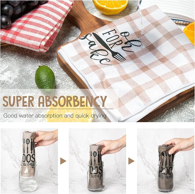 R HORSE 5Pcs Funny Kitchen Dish Towel Set Absorbent Quick Dry Cloth Dish Tea Towels Reusable Bar Hand Dishcloths Decor for Bathroom Kitchen Home Supplies