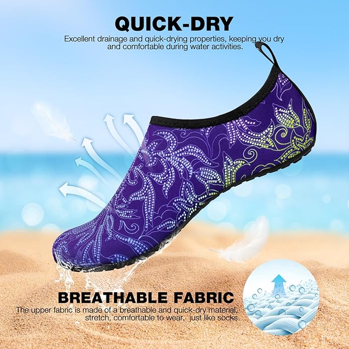 SIMARI Water Shoes Women Men Aqua Socks Beach Barefoot Quick Drying Aqua Aerobics Swim Pool Non Slip Outdoor Travel Essentials Surf River Lake Snorkeling Kayak Yoga Adult Youth