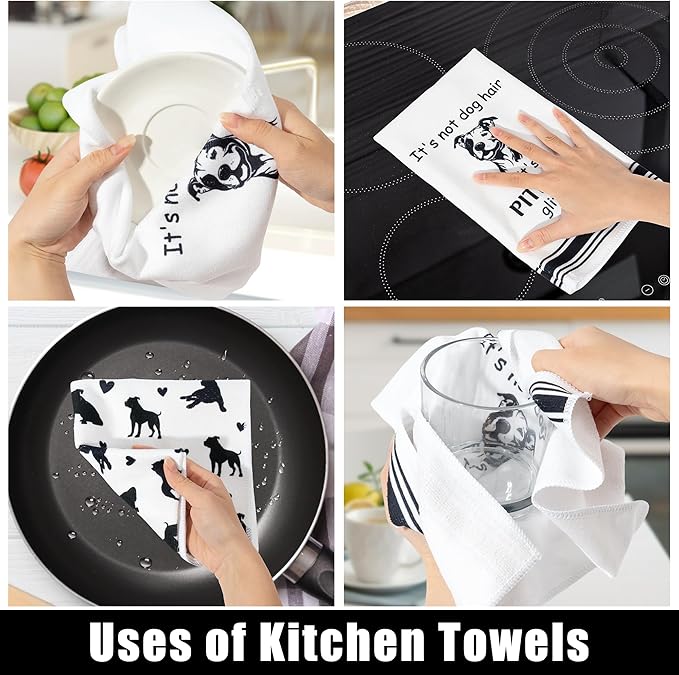 R HORSE Pitbull Kitchen Dish Towel - 5Pcs Cute Pitbull Cleaning Dishcloth Animal Dog Absorbent Bar Quick Dry Hand Towel Tea Towels for Women Housewarming Birthday Bathroom Kitchen Home Decors