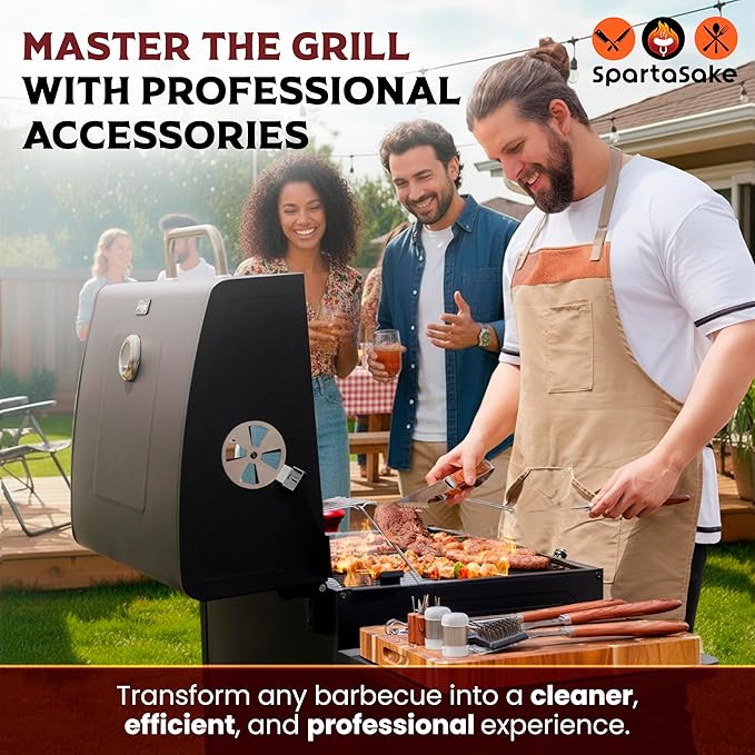 SpartaSake (24-Pack) Premium Stainless Steel BBQ Grilling Accessories with Steel Handles - Barbecue Gill Accessories Set for Blackstone Griddle - Outdoor Camping Grill Set for BBQ for Dad Men Women