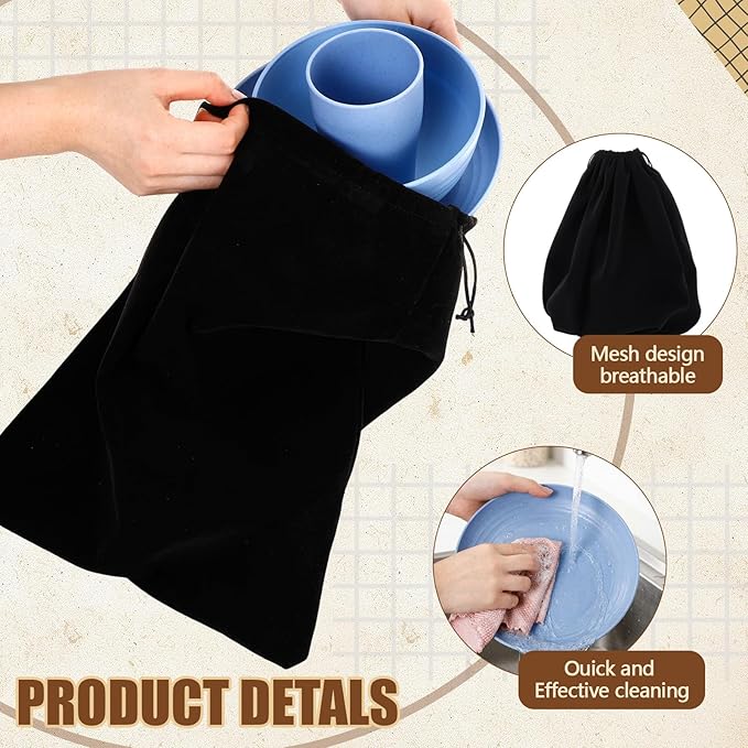 Teenyyou 4 Sets Camping Mess Kits for 4 Person Camping Silverware Set Include Cup, Bowl, Plate, Knife, Spoon, Fork Cutlery Set Unbreakable Wheat Straw Dinnerware Utensils for Travel
