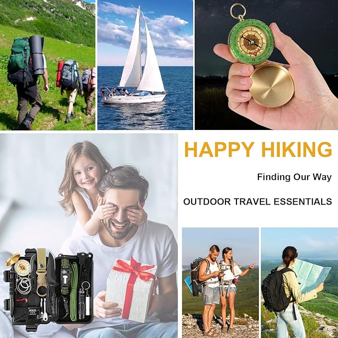 Survival Kit, Gifts for Men Dad Husband, Emergency Survival Gear and Equipment 19 in 1, Fishing Hunting Birthday for Men, Camping Accessories, Cool Gadget, Camping Essentials