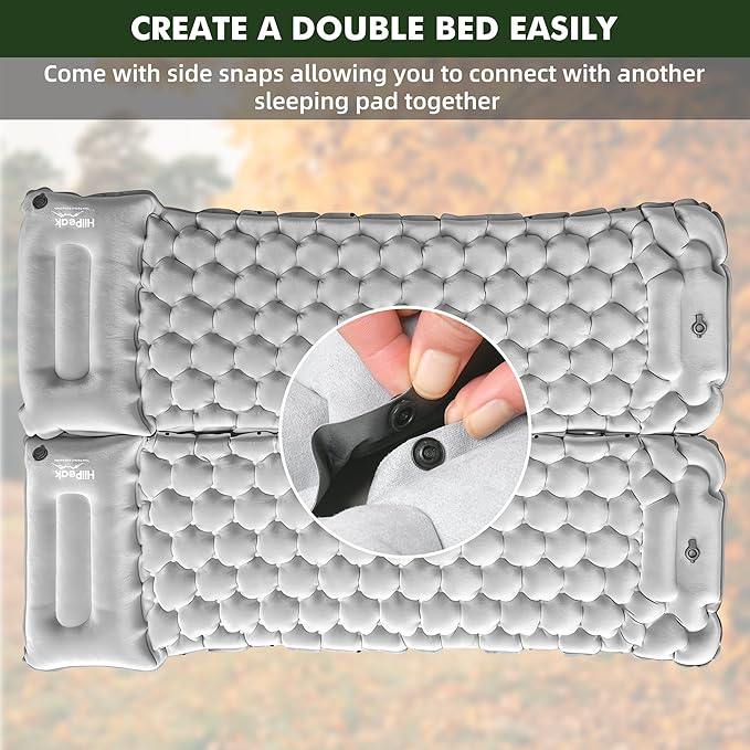 HiiPeak Camping Sleeping Pad, Suede Top Camping Mat with Pillow, Built-in Foot Pump Inflatable Sleeping Pads Compact for Camping Backpacking Hiking Traveling Tent