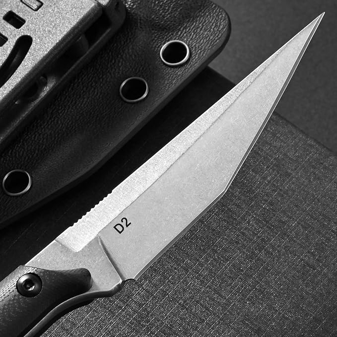 Ccanku C1140 Fixed Blade Knife, D2 Blade G10 Handle Claw Knife for Outdoor,EDC Tool, Survival, Hiking, Camping(Silver)