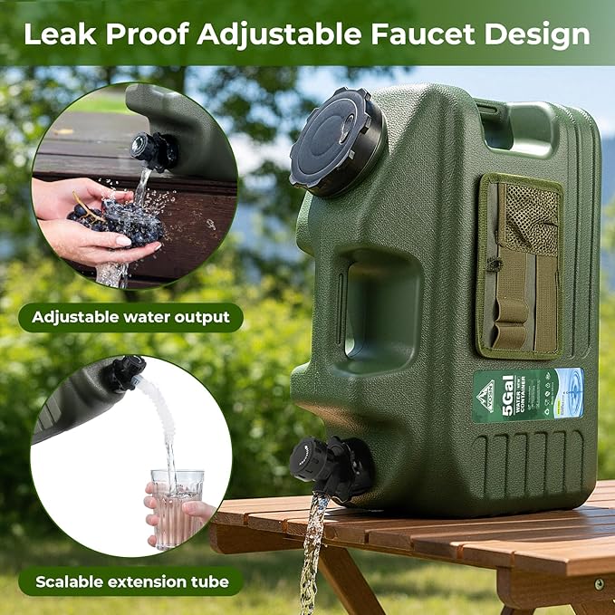5 Gallon Water Jug, Camping Water Container, BPA Free Portable Water Dispenser with Spigot, Leak-Proof Large Camping Water Jug for Emergency Storage,Outdoor,Hiking