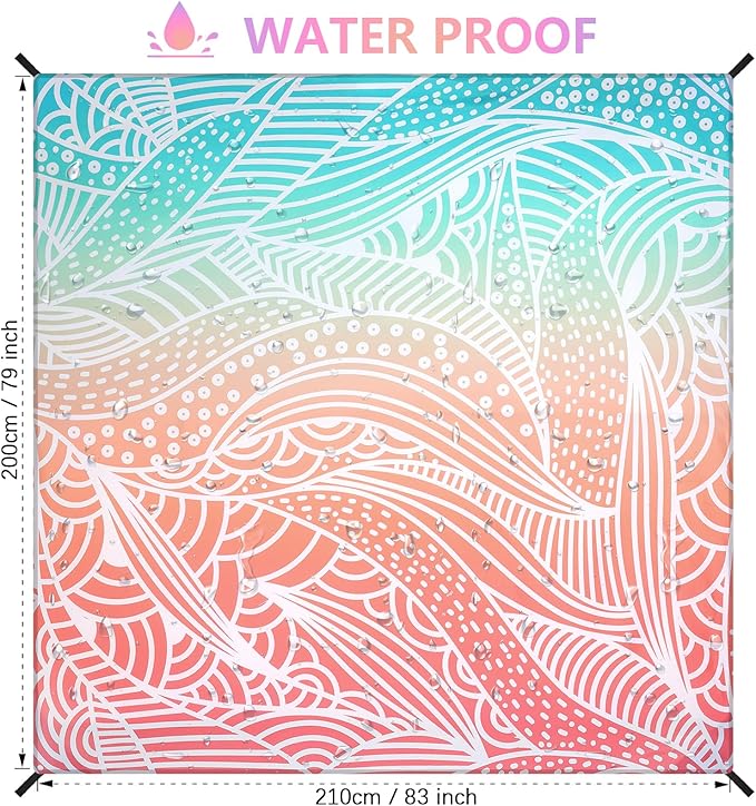 WIWIGO Beach Blanket Waterproof Sandproof Beach Mat 79" X 83"/10'x9'for 2-8 Adults Quick Drying Outdoor Picnic Mat Beach Accessories for Travel, Camping, Hiking