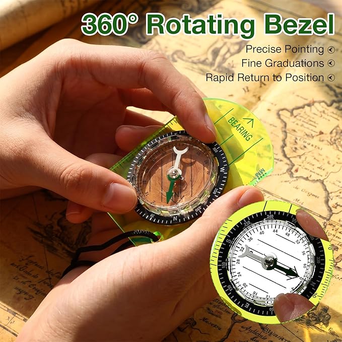 50 Pack Orienteering Compass Bulk Advanced Baseplate Compass Hiking Survival Camping and Navigation Tool Survival Gifts for Hiking Camping Backpacking Map Reading