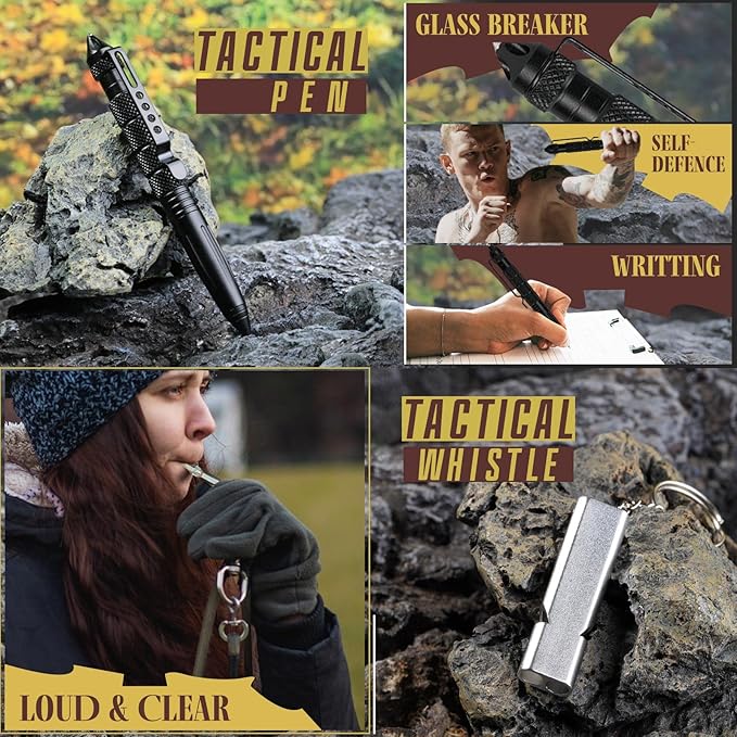 Gifts for Men Dad Husband Him Fathers Day, Survival Kit, Emergency Survival Gear and Equipment 14 in 1, Anniversary Birthday Gifts for Him Boyfriend, Hunting Fishing Camping Accessories, Cool Gadget