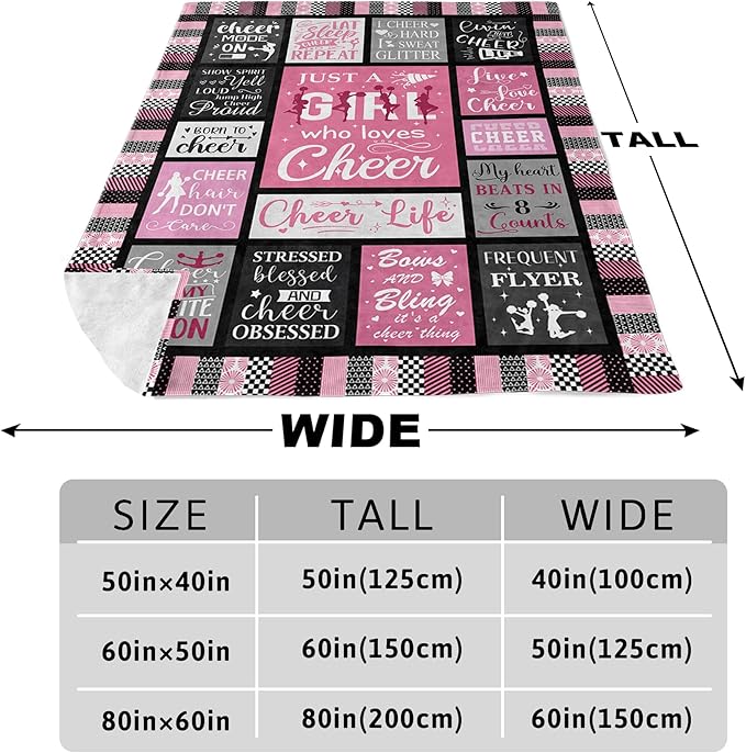 Cheerleader Gifts Women/Female, Unique Cheer Blanket for Girls on Birthday/Christmas, Best Cheerleading Gift Ideas, Cheer Competition Stuff Soft Blanket 60X50in
