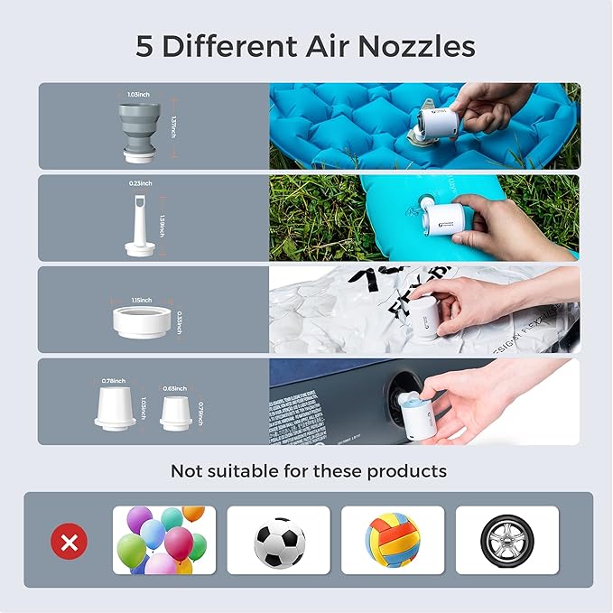 FLEXTAILGEAR Portable Air Pump for Inflatables, 2.82oz Classic Tiny Air Pump, Rechargeable Electric Air Pump to Inflate Deflate for Camping Gear Pool Floats Air Mattress