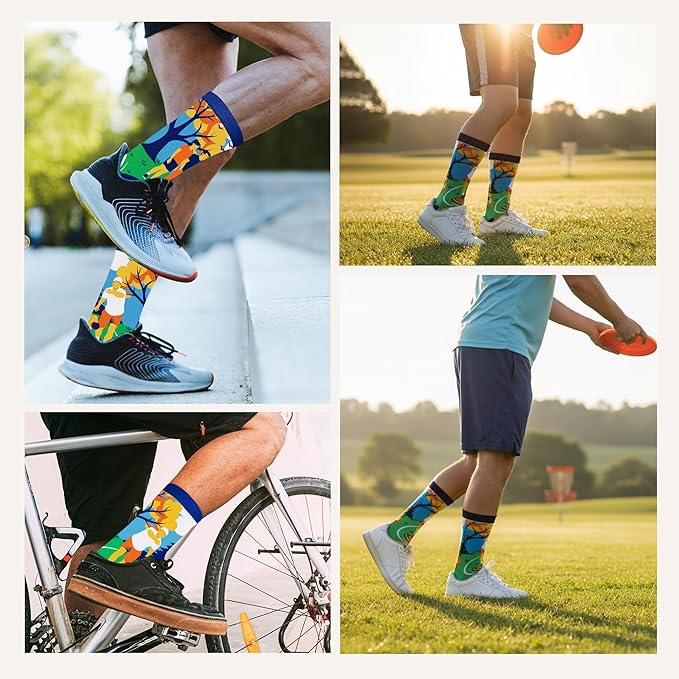 ZAGKOO Funny Sports Socks for Men, Women - Biking, Hiking, Skiing, Basketball, Pickleball, Disc Golf Socks - Christmas Gifts