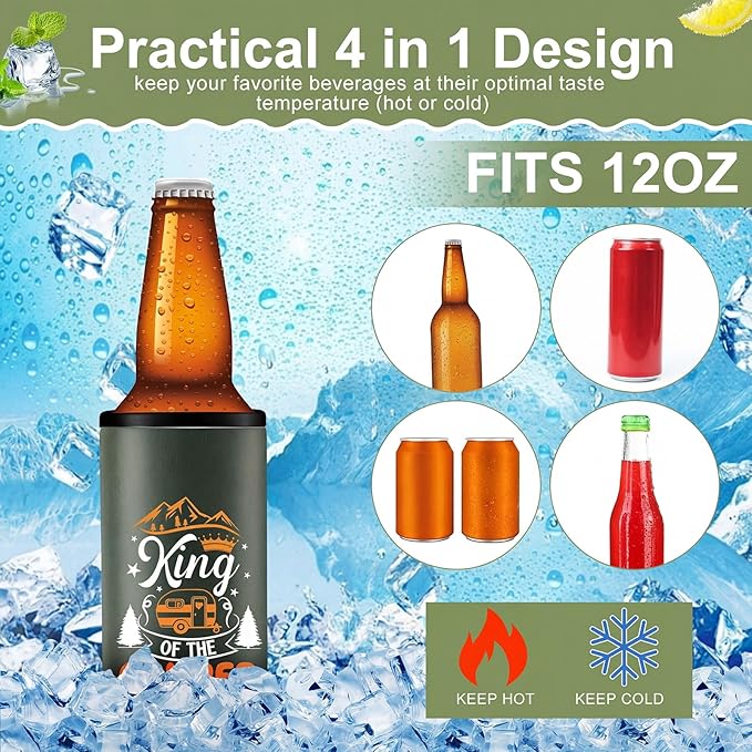 Patelai 6 Pcs Camping Gift Set RV Gifts for Couple Includes 12 oz Stainless Steel Wine Tumblers Unisex Crew Socks Keychains Outdoor Gifts for Women Men Picnics Hiking RV (Delicate)