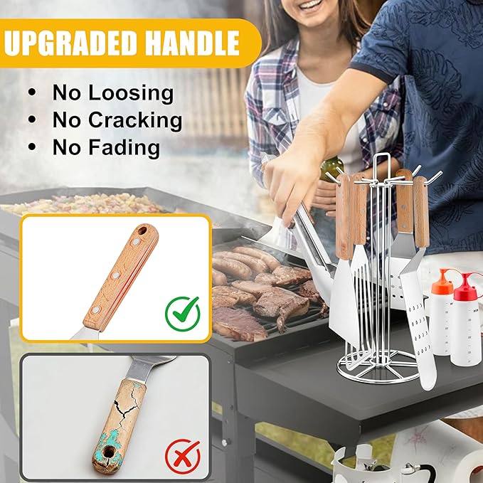 Griddle Accessories Kit, HaSteeL 20 Pcs Flat Top Grill Accessories Set for Camping, Griddle Spatula Tools with 9” Melting Dome, Grill Spatula Set with Choppers for Teppanyaki BBQ Outdoor