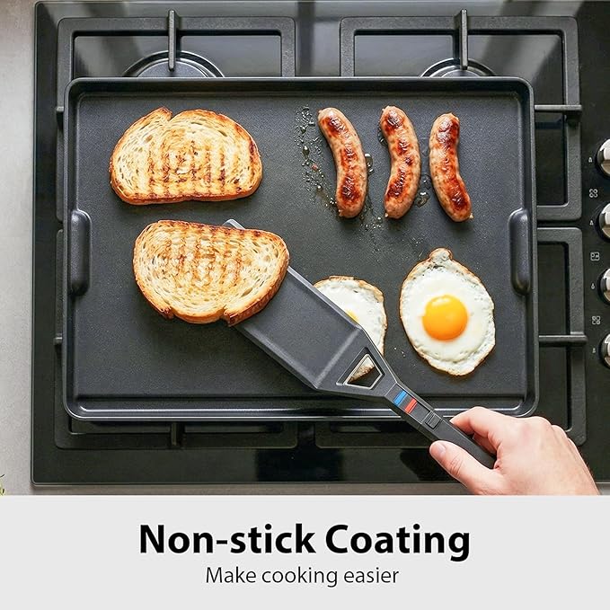 Utheer Griddle Combo Set, Cast Aluminum Flat Top Griddle with 16.3" x 13" Ceramic Nonstick Stove Top Griddle and Large Grill Griddle, Fast Heating Indoor Outdoor Griddle for Gas Grill, BBQ and Camping