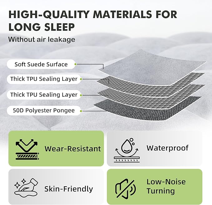 HiiPeak Camping Sleeping Pad, Suede Top Camping Mat with Pillow, Built-in Foot Pump Inflatable Sleeping Pads Compact for Camping Backpacking Hiking Traveling Tent