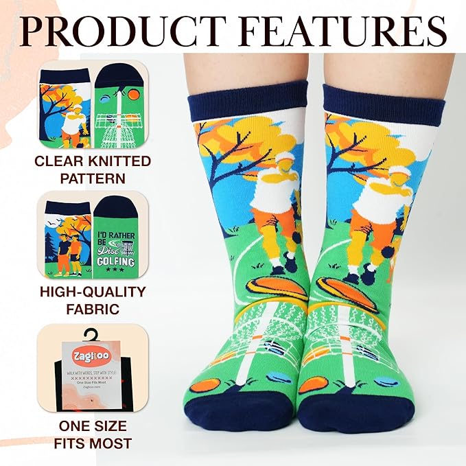 ZAGKOO Funny Sports Socks for Men, Women - Biking, Hiking, Skiing, Basketball, Pickleball, Disc Golf Socks - Christmas Gifts