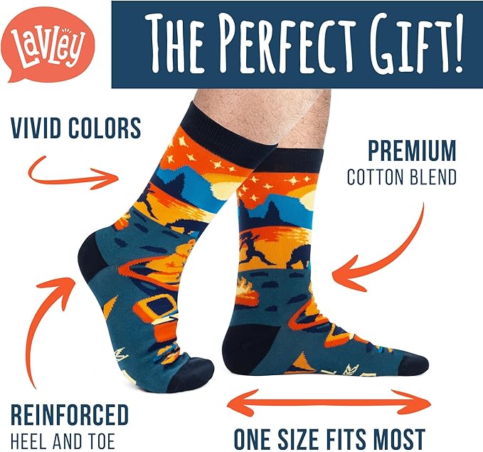 Lavley Outdoors Socks - Hiking and camping gifts for men and women - Great for nature lovers - Holiday or birthday gift
