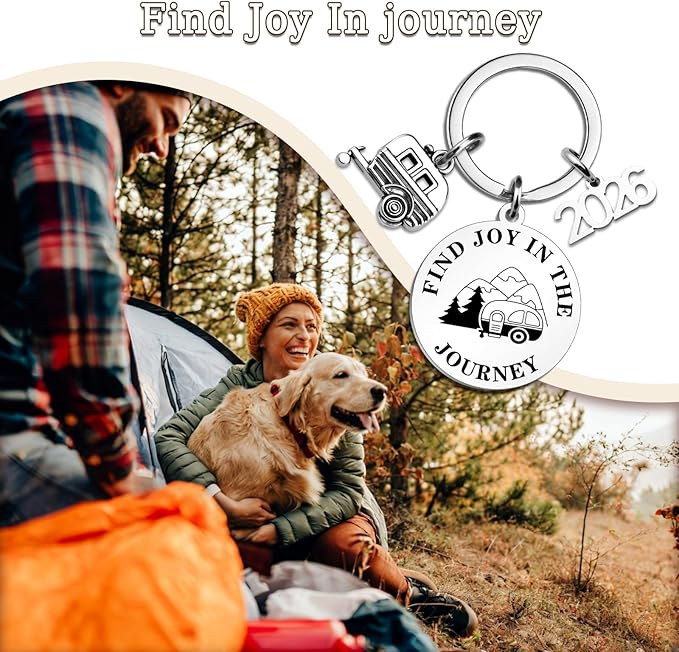 Camping Essentials Camping Must Haves 2026 Camper Keychain Gifts for Men Rv Accessories Best Gifts for Rv Owners Women Camper Accessories Find Joy In The Journey Keychain 2026