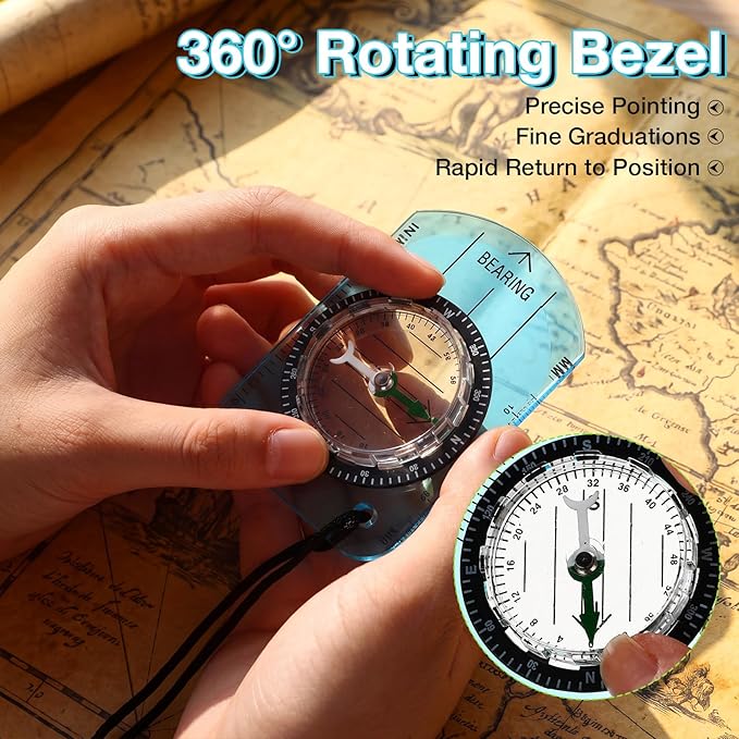 50 Pack Orienteering Compass Bulk Advanced Baseplate Compass Hiking Survival Camping and Navigation Tool Survival Gifts for Hiking Camping Backpacking Map Reading