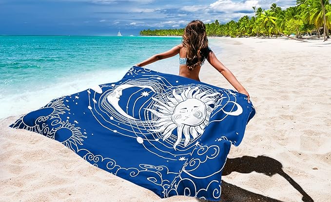 WIWIGO Beach Blanket Waterproof Sandproof Beach Mat 79" X 83"/10'x9'for 2-8 Adults Quick Drying Outdoor Picnic Mat Beach Accessories for Travel, Camping, Hiking