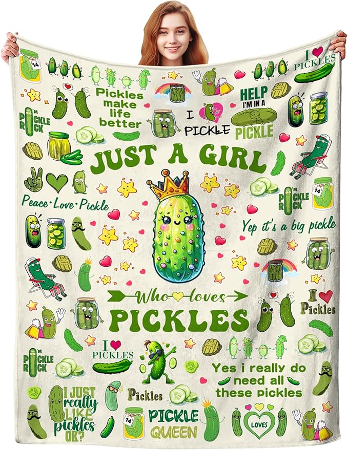 Pickle Blanket Gifts Stuff Plush Pickles Blankets and Throw Merch Bedding Decor Pickles Gifts for Pickle Lovers Women Girls Kids Birthday Decorations 60"X50"