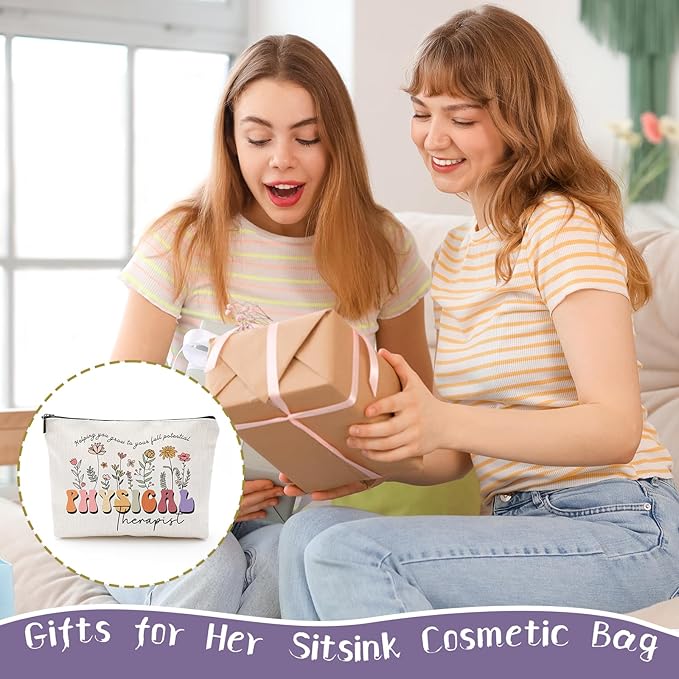 Sitsink Physical Therapist Gifts for Women - Small Makeup Bags Physical Therapy Gifts for Girls, Flower Therapist Gifts for Girls Help You Grow to Your Full Potential, Cool Gifts for Friends Birthday