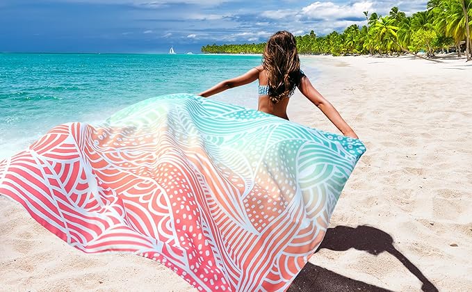 WIWIGO Beach Blanket Waterproof Sandproof Beach Mat 79" X 83"/10'x9'for 2-8 Adults Quick Drying Outdoor Picnic Mat Beach Accessories for Travel, Camping, Hiking