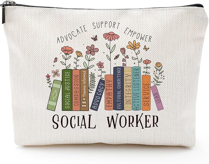 Sitsink Social Worker Makeup Bags - Empower Gifts for Her, Advocate Support Makeup Cosmetic Bags