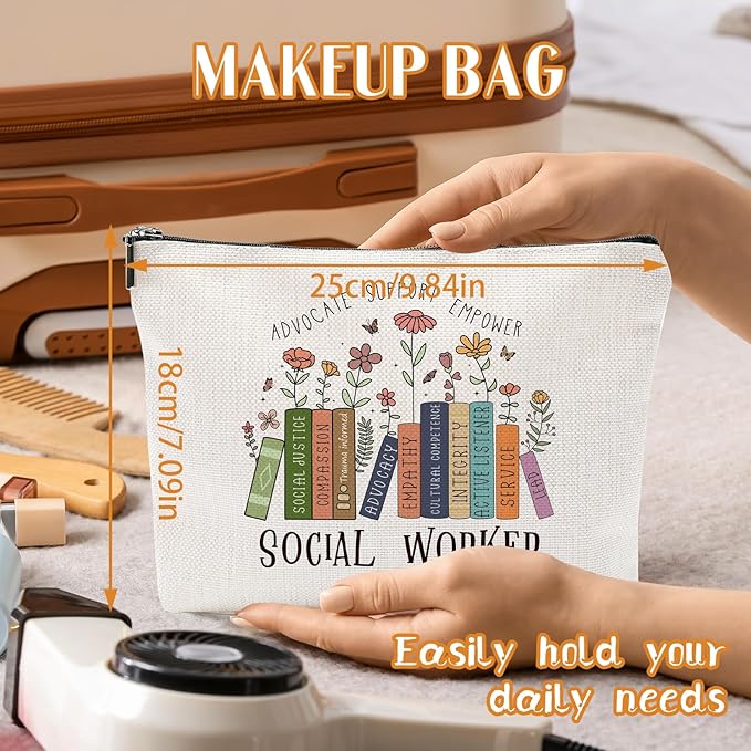 Sitsink Social Worker Makeup Bags - Empower Gifts for Her, Advocate Support Makeup Cosmetic Bags