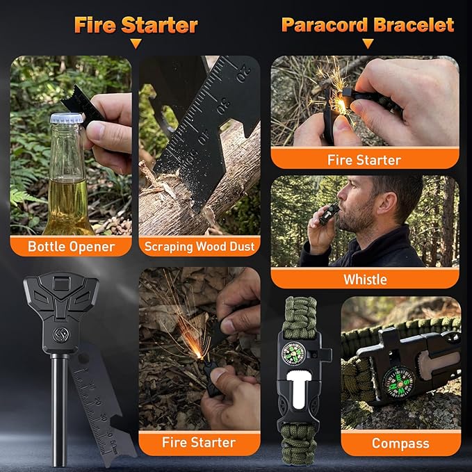 Survival Gear Kit for Men: 27-in-1 Complete Tools & Camping Accessories for Hiking, Fishing, Emergency | The for Husband, Dad, Boyfriend