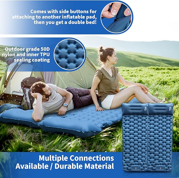 HiiPeak Sleeping Pad for Camping- Ultralight Inflatable Sleeping Mat with Built-in Foot Pump & Pillow, Upgraded Compact Camping Air Mattress for Tent, Backpacking, Hiking