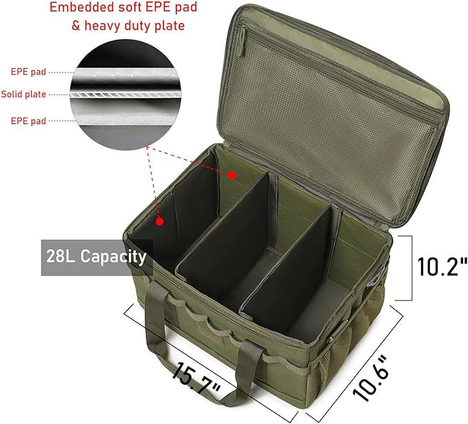 Tactical Camping Storage Bag 28L Tactical Utility Tote Bag Camping Cookware Organizer Trunk Organizer