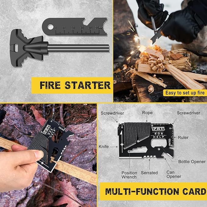 Gifts for Men Him Dad Husband, 28-In-1-Survival Kits, Men's Gifts Survival Gear, Stocking Stuffers for Men Christmas Birthday Gifts, Unique Cool Gadgets Gifts for Camping, Hiking, Hunting