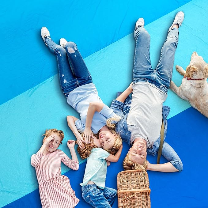 WIWIGO Beach Blanket Waterproof Sandproof Beach Mat 79" X 83"/10'x9'for 2-8 Adults Quick Drying Outdoor Picnic Mat Beach Accessories for Travel, Camping, Hiking