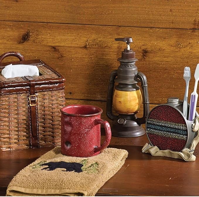 Park Designs Camping Lantern Soap Dispenser | Rustic Farmhouse Bathroom & Kitchen Pump | Refillable Lotion, Hand Wash or Dish Liquid Container | Decorative Resin Accent 9" Tall