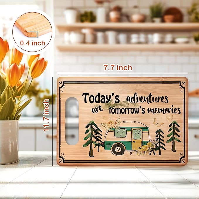 Camping Lover Gifts Cutting Chopping Board, Camper Gifts for Women Men, Today's Adventures Are Tomorrow's Memories Bamboo Cutting Boards for Kitchen