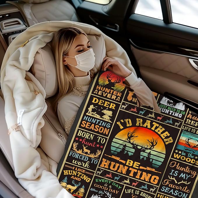 Hunting Gifts for Men Stuff Hunting Essentials Accessories Blanket Throw Deer Hunter Plush Bedding Blanket for Women Men Hunter Kids Teen Birthday Party Decorations Room Decor 60"X50"